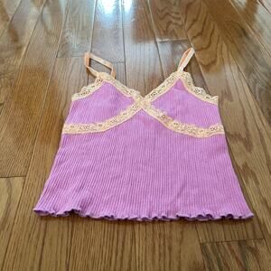 Urban Outfitters Babydoll Top Womens Medium Lace Trim Y2K Pastel Summer